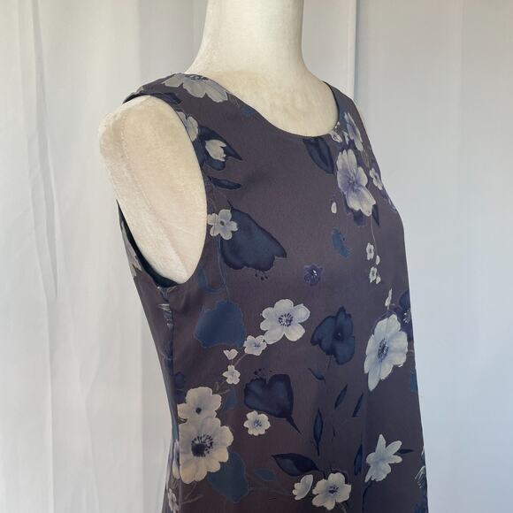Vintage Mini Dress Size 8 Petite 8P Gray Floral Chiffon Sleeveless Fairy 90s Y2K - Picture 4 of 14